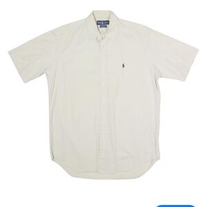 Ralph Lauren Yarmouth White Short Sleeve Cotton Button Down Shirt Youth 15 S